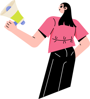 girl with a megaphone in her hand PNG, SVG