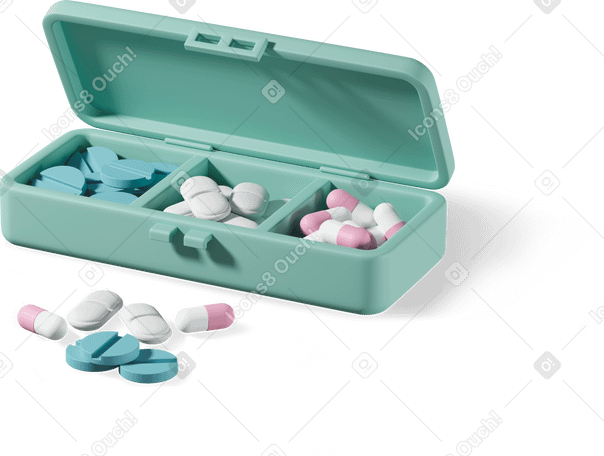 3D Green pill box Illustration in PNG, SVG