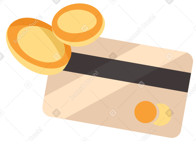 Payment card with coins Illustration in PNG, SVG