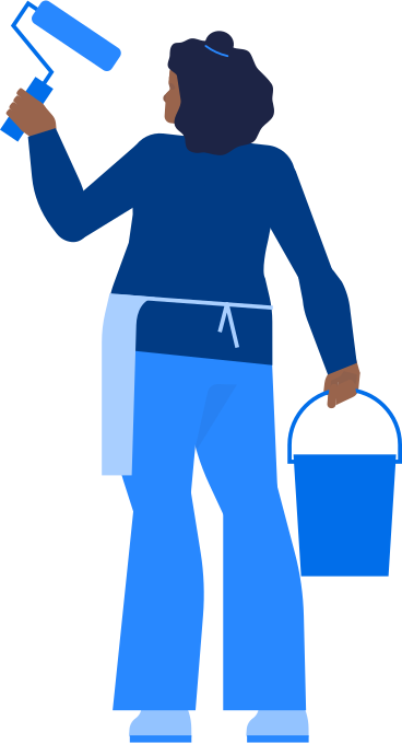 woman with paint and roller PNG, SVG