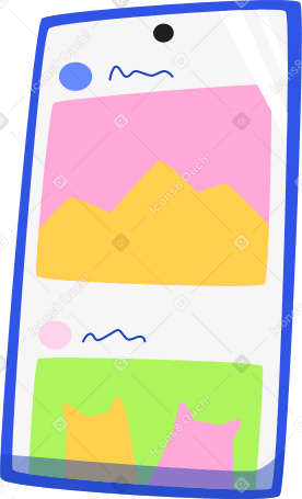 blue phone with photos on screen PNG, SVG