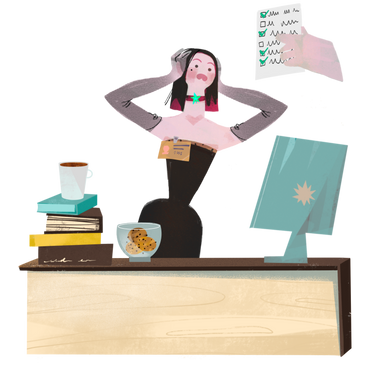 The girl is tired of multitasking PNG, SVG