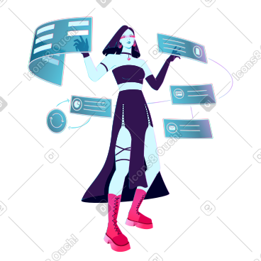 Young woman planning workflow using a roadmap and a kanban board PNG, SVG