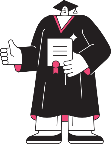 graduate in robes with diploma PNG, SVG