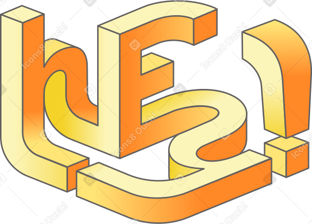 lettering isometric hey Illustration in PNG, SVG