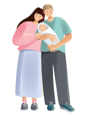 Young parents with a child PNG, SVG