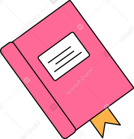 pink book with a bookmark Illustration in PNG, SVG