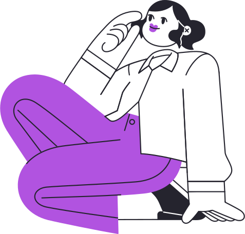 Girl sitting with one foot under her bottom Illustration in PNG, SVG