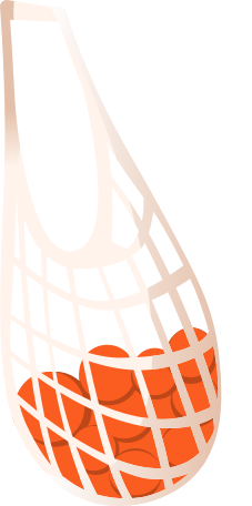 mesh string bag with tangerines Illustration in PNG, SVG