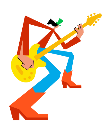 Man playing guitar animated illustration in GIF, Lottie (JSON), AE