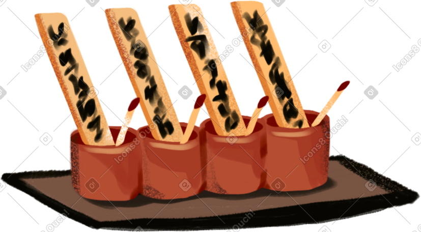 serving bowls on the tray PNG, SVG