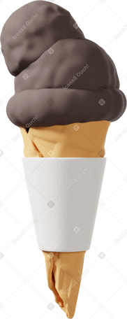 3D chocolate ice cream cone moсkup PNG, SVG