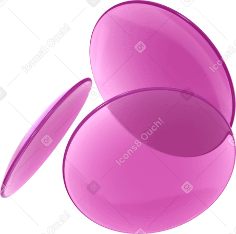 3D composition of three lenses of the same colour PNG, SVG