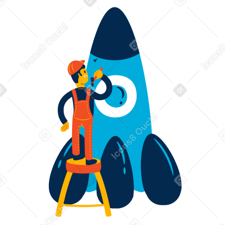 Rocket maintenance Illustration in PNG, SVG