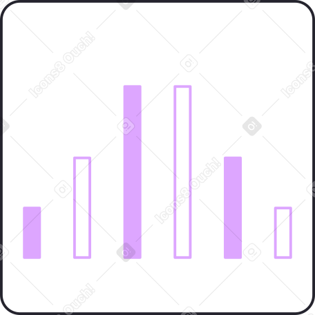bar chart on white square Illustration in PNG, SVG