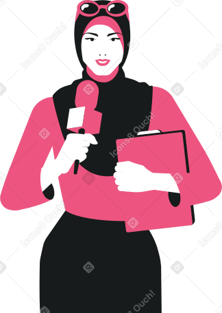 woman reporter with microphone PNG, SVG
