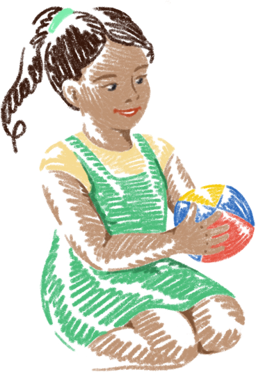Sitting girl with ball PNG, SVG