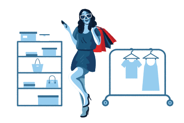 Stylish woman with shopping bags PNG, SVG