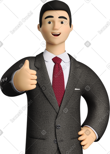 Businessman in black suit giving thumbs up PNG, SVG