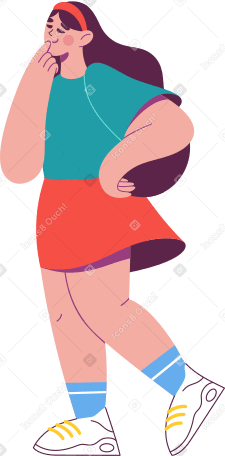 pensive girl with a hand near her face Illustration in PNG, SVG