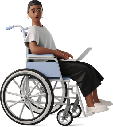 woman in wheelchair with laptop PNG, SVG