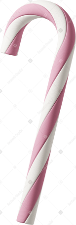 3D pink candy cane Illustration in PNG, SVG