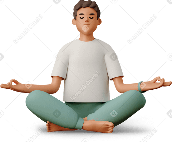3D boy meditating PNG、SVG