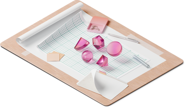 isometric view of cutting board papers geometric figures PNG, SVG