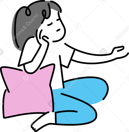 bored woman with pillow PNG, SVG