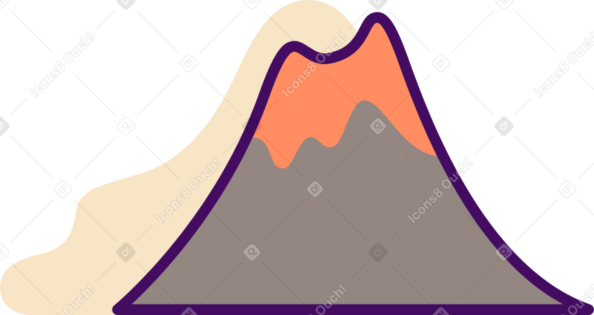 Вулкан с лавой в PNG, SVG