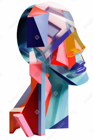 3D abstract glass head silhouette sculpture PNG, SVG