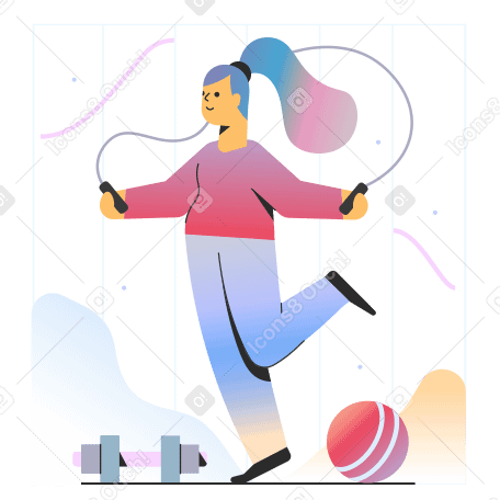 Woman jumping rope Illustration in PNG, SVG