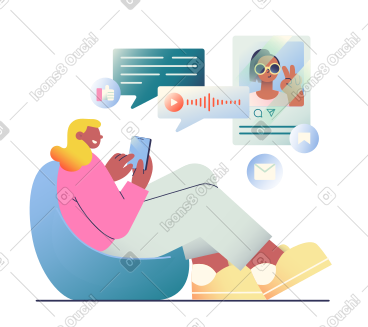 Woman using social media PNG, SVG