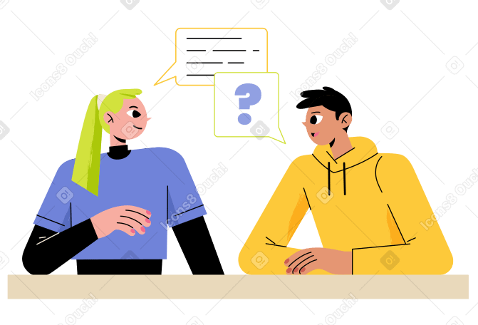 Man and woman talking  Illustration in PNG, SVG