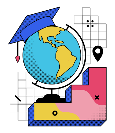 地球儀を使って地理を勉強する PNG、SVG