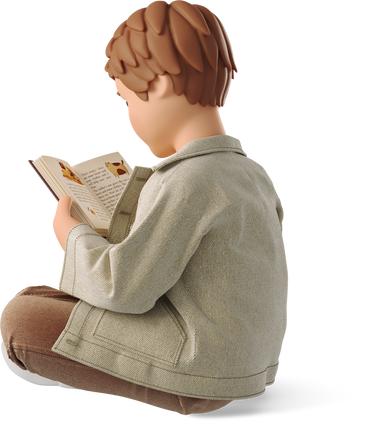 little boy with a book PNG, SVG