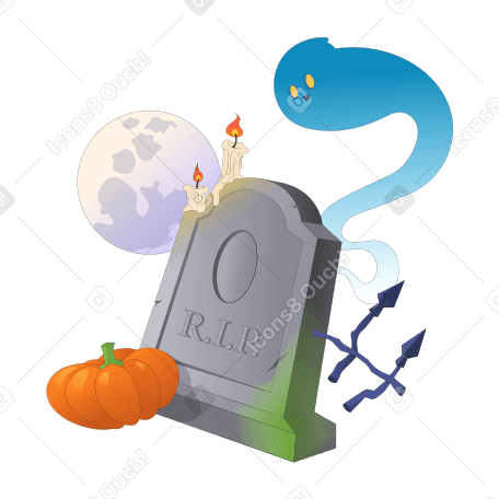 Cementerio y fantasma en la noche de halloween PNG, SVG