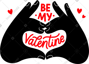 Lettering be my valentine inside hands text PNG, SVG