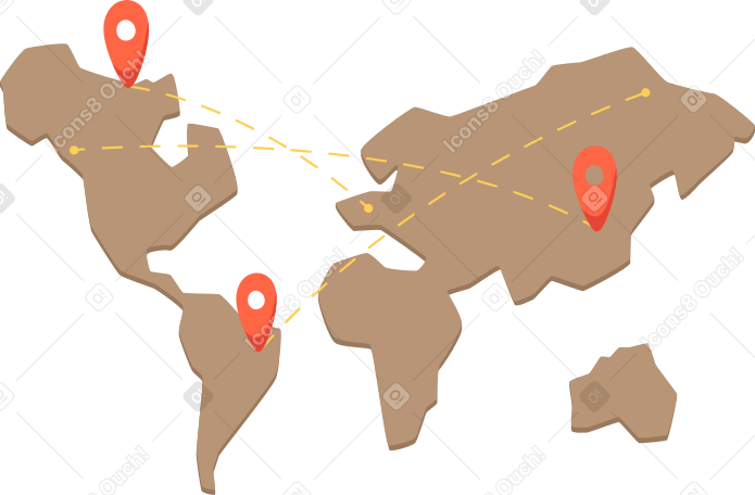 Карта мира с геотегом в PNG, SVG
