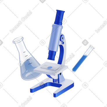 Science flask and a microscope PNG, SVG