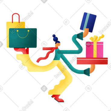 Girl made purchases with a credit card PNG, SVG