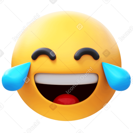 3D face with tears of joy Illustration in PNG, SVG