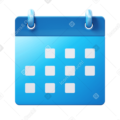 3D blue calendar Illustration in PNG, SVG