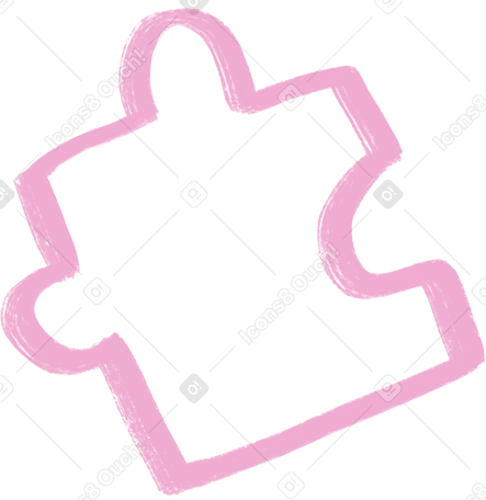brushstroke pink puzzle piece with white background PNG、SVG