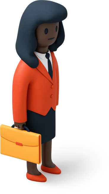 Close up of black business woman with briefcase PNG, SVG