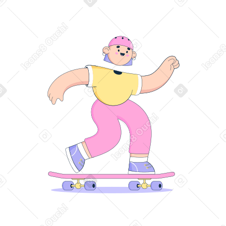 Young girl riding skateboard Illustration in PNG, SVG