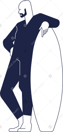 Мужской серфер в костюме серфера с доской в PNG, SVG