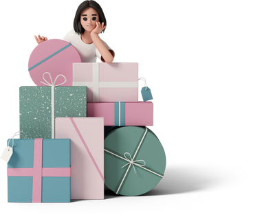girl with gift boxes PNG, SVG