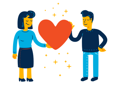 A man and woman in love holding a heart PNG, SVG