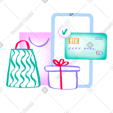 Online shopping with credit card payment PNG, SVG